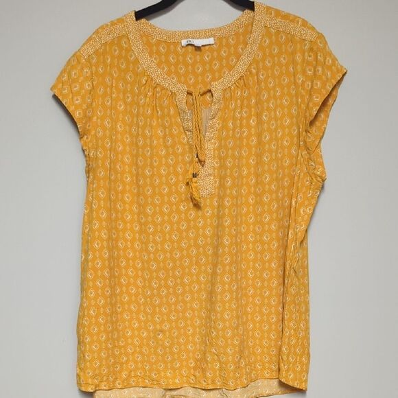 DR2 Yellow Cap Sleeve Tie Front Blouse - Picture 1 of 7